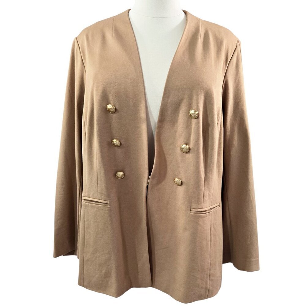Lane Bryant NWT The Bryant Blazer Camel Tan Ponte Double Breasted Neutral Office